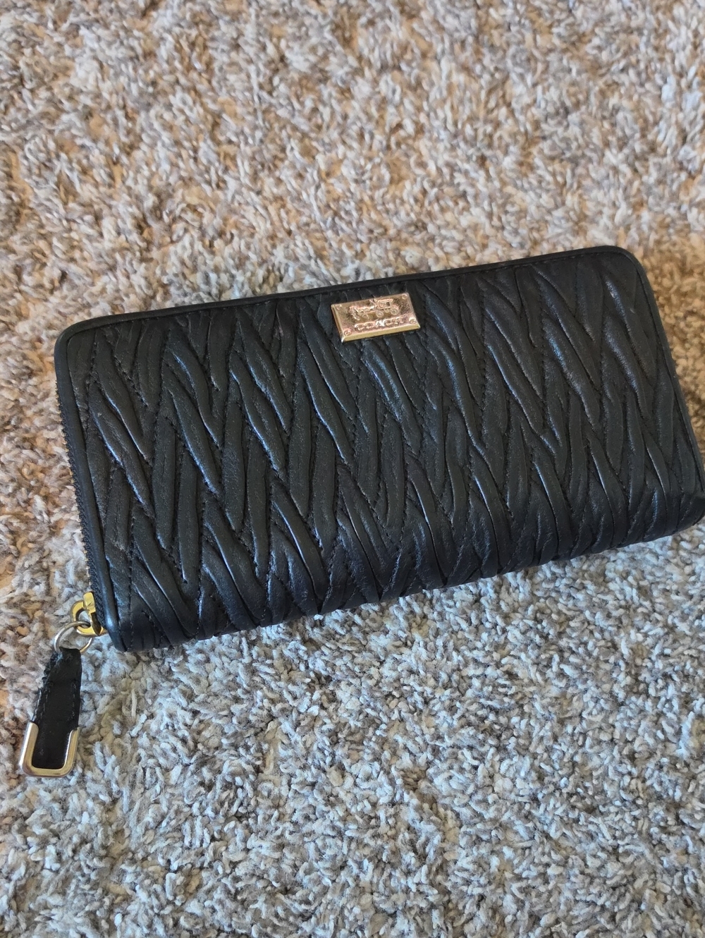 Awesome Vintage Coach Madison Accordian Black Braided Zip Wallet